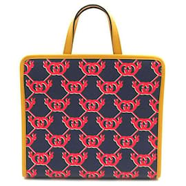 Gucci-Dreifarbige, ineinandergreifende G-Schnecken-Einkaufstasche für Kinder-Rot
