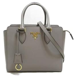 Prada-Saffiano Leather Handbag-Grey