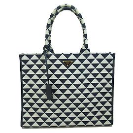 Prada Borsa tote jacquard Symbole Blu