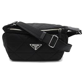 Prada-Quilted Tessuto Shoulder Bag-Black