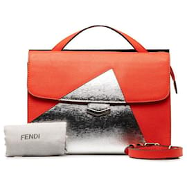 Fendi-Leather Demi Jour Bag-Orange
