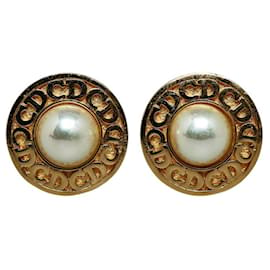 Dior-CD Faux Pearl Clip On Earrings-Golden