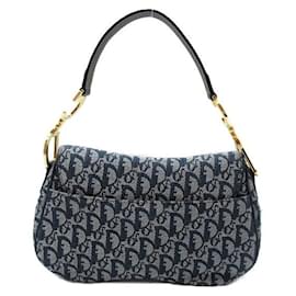 Dior-Oblique Canvas Saddle Bag-Blue