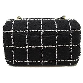 Chanel-Tweed Camellia Flap Bag-Black