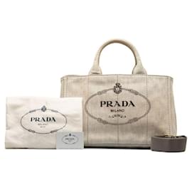Prada-Canapa-Logo-Einkaufstasche-Weiß