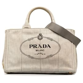 Prada-Canapa Logo Tote Bag-White