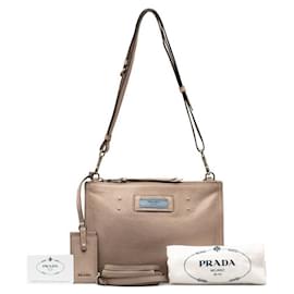 Prada-Glace Calf Etiquette Crossbody Bag-Grey
