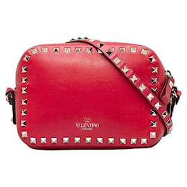 Valentino-Leather Rockstud Crossbody Camera Bag-Red