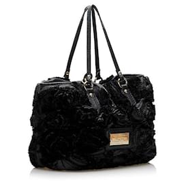 Valentino-Silk Rosier Tote Bag-Black