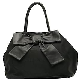 Prada-Canapa Logo Bow Handbag-Black