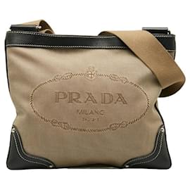 Prada-Canapa Logo Crossbody Bag-Brown
