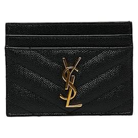 Yves Saint Laurent-Logo Caviar Card Case-Black