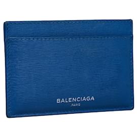 Balenciaga-Tarjetero de piel con logo-Azul