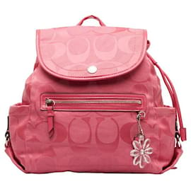 Coach-Signature Kyra Canvas Backpack-Pink