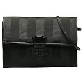 Fendi-Black Striped Crossbody Bag-Black