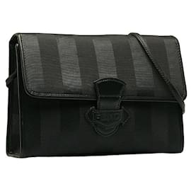 Fendi-Black Striped Crossbody Bag-Black