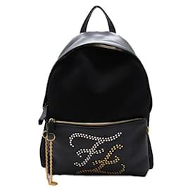 Fendi-Leather & Nylon Backpack-Black