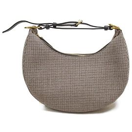 Petit sac hobo en toile Fendigraphy Marron
