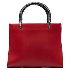 Gucci-Bamboo Leather Handbag-Red