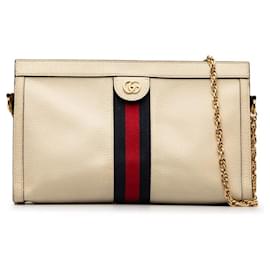 Gucci-Leather Ophidia Chain Shoulder Bag-White