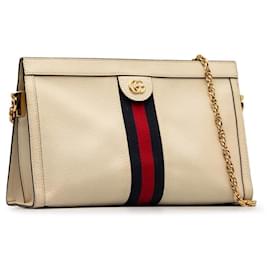 Gucci-Leather Ophidia Chain Shoulder Bag-White