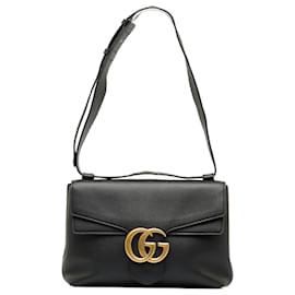 Gucci-Umhängetasche aus GG Marmont-Leder-Schwarz