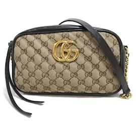 Gucci-GG Supreme Marmont Crossbody Bag-Brown