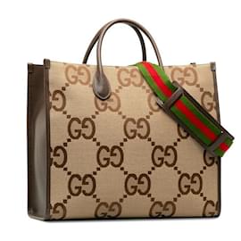 Gucci-Jumbo GG Canvas Tote Bag-Brown