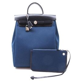 Hermès Mochila Toile Herbag Azul