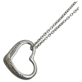 Tiffany & Co-Silver Open Heart Necklace-Silvery