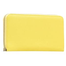 Bulgari-Leather zip around wallet-Yellow