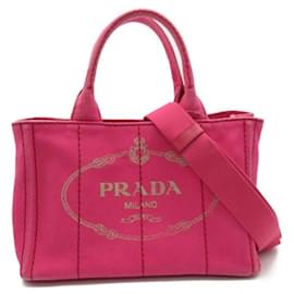 Prada-Canapa-Logo-Einkaufstasche-Pink