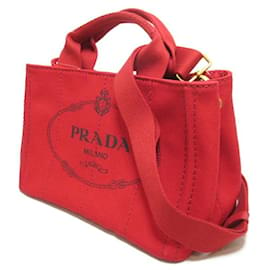Prada-Bolsa Canapa Logo-Vermelho