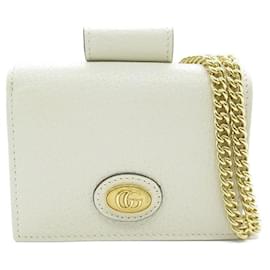 Gucci-GG Marmont Geldbörse mit Kette-Weiß