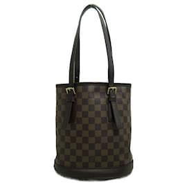 Louis Vuitton-Damier Ebene Marais Bucket Bag with Pouch-Brown