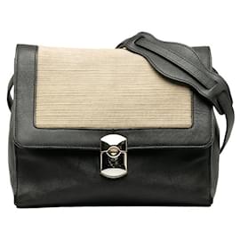 Balenciaga-Canvas & Leather Crossbody Bag-Black