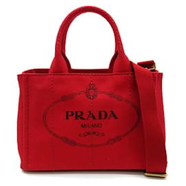 Prada-Canapa Logo Tote Bag-Red