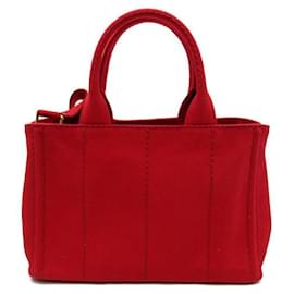 Prada-Canapa Logo Tote Bag-Red