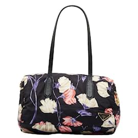 Prada-Tessuto Floral Shoulder Bag-Black