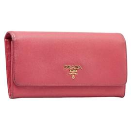 Prada-Saffiano Logo Long Wallet-Pink