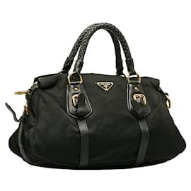 Prada-Tessuto Braided Top Handle Bag-Black