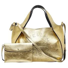 Stella Mc Cartney-Schultertasche aus Metallic-Leder-Golden