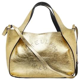 Stella Mc Cartney-Metallic Leather Shoulder Bag-Golden