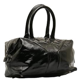 Yves Saint Laurent-Patent Leather Easy Y Handbag-Black