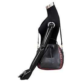 Yves Saint Laurent-Diamond Cut Leather Drawstring Crossbody Bag-Black
