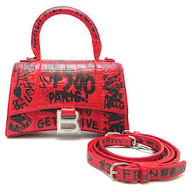 Balenciaga-Graffiti Hourglass XS Handbag-Red