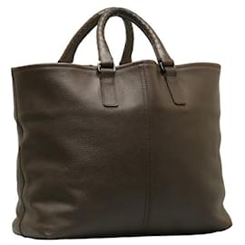 Bottega Veneta-Large Intrecciato Top Handle Leather Tote-Brown