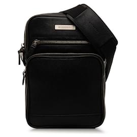 Burberry-Leather Crossbody Bag-Black