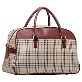 Burberry-Vintage Check Canvas Boston Bag-Red