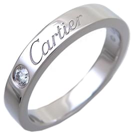 Cartier-Platinum C De Engraved Ring-Silvery